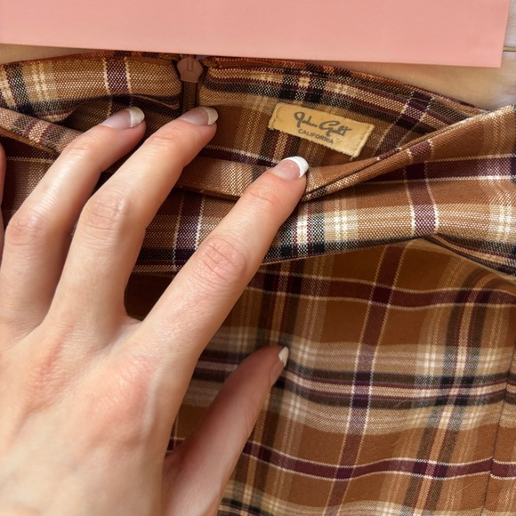 John Galt Brandy Melville Burgundy and Brown Plaid Skirt - Picture 2 of 2